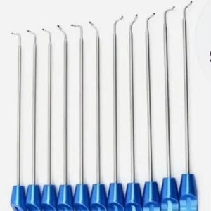 Juego de Instrumentos de Microcirugía con Gancho Nervial y Mangos de Aluminio Azul en Caja de Esterilización de Acero Inoxidable Perforado - Product Image 6