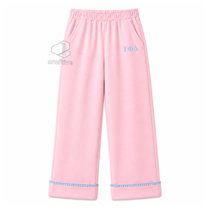 Gamma Phi Delta Sorority Pajama Set Women's Embroidered Button-Front PJs With Herringbone Stitch Edges Cozy Sleepwear Night Suit - Product Image 5