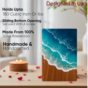 Urna Funeraria de Palisandro con Diseño de Resina Ola Oceánica, Recuerdo Conmemorativo - Product Image 5