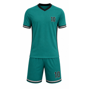 Soccer Jersey Set with Number 10 Back Print | Men's Short Sleeve Football Uniform | Moisture Wicking Polyester <b>Athletic</b> Wear - Product Image 2