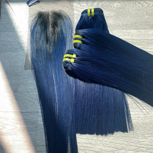 Silky Bonestraight Virgin Vietnamese Hair Ombre Ocean <b>Blue</b> Color Hair For Women Wholesale Factory Price Trending Hair Products - Product Image 1