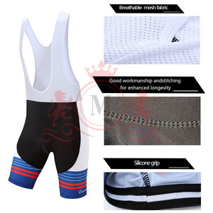 Conjunto de Jersey y Culotte de Ciclismo para Hombre, Rojo y Azul con Rayas, Transpirable, de Poliéster, Diseño sin Costuras, para Adultos - Product Image 5