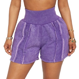 New Women Long Sleeve Distressed Stone Washed Cotton Fleece Sweatsuits Cropped <b>Zip</b> up Hoodie and High Waist Mini <b>Shorts</b> 2026 - Product Image 3