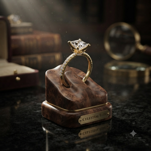 Bague de fiançailles en or jaune avec diamant de laboratoire taille princesse, pavé, solitaire, pour femme - Product Image 1