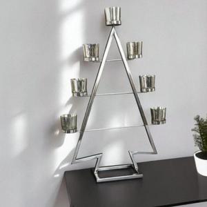 Árbol de Navidad Decorativo de Aluminio con 3 Portavelas, Decoración Moderna para Sala de Estar, Árbol de Navidad de Mesa, Decoración para el Hogar - Product Image 5