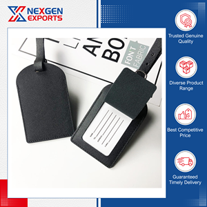 Étiquette de bagage de voyage en cuir PU personnalisée, de qualité inégalée, très résistante, avec porte-carte d'identité, d'origine indienne, très vendue. - Product Image 3