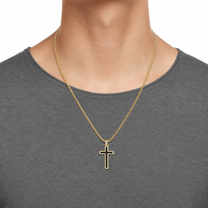 Colgante de Cruz para Hombre en Oro 10K 14K 18K y Plata 925 935 con Incrustaciones de Diamantes Negros Redondos Naturales, Joyería Religiosa - Product Image 2