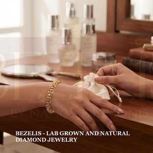 Pulsera de Oro con Diamantes Cultivados en Laboratorio BEZELIS, Estilo Antiguo Ornamentado, Corte Brillante Redondo, Lujosa para Mujer - Product Image 4