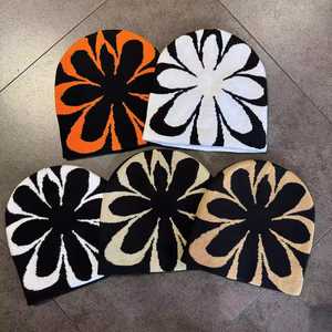 Unisex Geometric Jacquard Beanie Hat 56-58CM Acrylic <b>Winter</b> <b>Cap</b> Casual Style Black White Orange Beige Pattern - Product Image 6