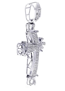 Pendentif Croix en Moissanite et Argent 925 avec Micro-Incrustations de Strass en Cristal, Bijou Unisexe Religieux Tendance, Idéal Cadeau - Product Image 2