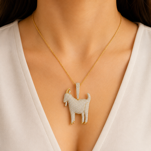 Custom Unique 925 Sterling Silver Yellow <b>Gold</b> Plated Lab Grown Diamond Iced Animal Goat <b>Pendant</b> Classic Hip Hop Bling Rapper's - Product Image 2