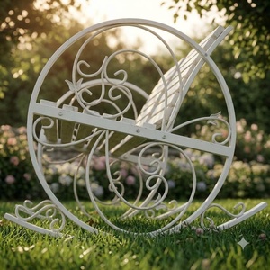Banc de patio 2 places en fer forgé sur mesure, design européen, résistant aux intempéries, balançoire vintage en métal pour jardin extérieur - Product Image 3