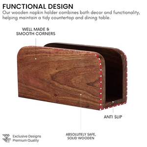 Porta Servilletas Redondo de Madera Hecho a Mano, Cubierta para Servilletas de Madera SHEESHAM, Porta Servilletas Rectangular de Primera Calidad para Comedor - Product Image 5
