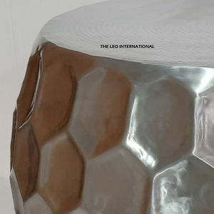 Table basse tambour au design moderne, en métal aluminium argenté brillant poli, accessoires de mobilier de maison de haute qualité - Product Image 5