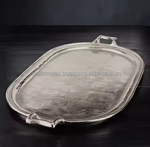 Bandeja de aluminio Plata Rectangular Home Hotel Mesa de comedor Bandeja de servicio con asa Bandeja de servicio - Product Image 3