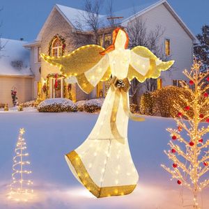 Angelo di Natale Pre-Illuminato da 1,58 m con Ali e Aureola, 180 Luci LED Bianco Caldo - Product Image 3