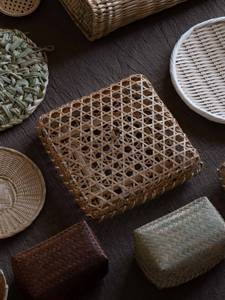 Open Weave Lidded Bamboo Basket Handmade Natural Storage Basket Woven Organizer Box for Home <b>Kitchen</b> <b>Pantry</b> Decoration Supplier - Product Image 4