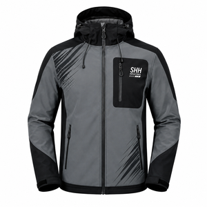 Custom Men <b>Hooded</b> Softshell Jacket Waterproof Windproof Outdoor Sports Full <b>Zip</b> Printed OEM Logo Wholesale Tactical Workwear - Product Image 1