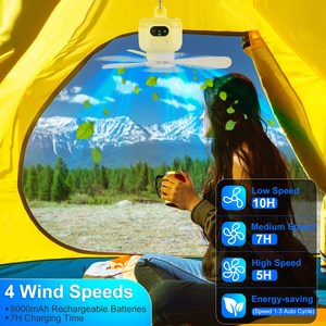 Portable 8000mAh Battery Powered Camping <b>Fan</b> LED Lantern 4 Speeds 4 Timer Settings Carabiner Digital Display for <b>Tent</b> Canopy RV - Product Image 6