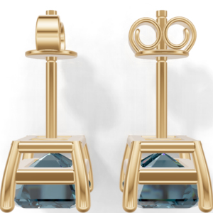 Heerani Jewels <b>London</b> Blue Topaz Emerald Cut Stud Earrings Gold Plated 925 Sterling Silver Luxury Engagement IGI Certified - Product Image 5
