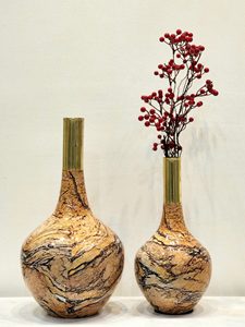 Ensemble de vases de table modernes en laiton et fer, design marbré, col doré, faits à la main, haute qualité, résistants à la rouille, pour décoration de mariage et de maison neuve - Product Image 3
