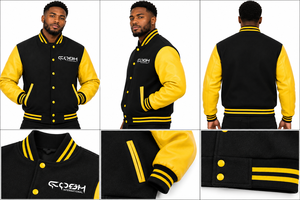Chaqueta Varsity para Hombre con Bloques de Color, Mangas de Cuero PU, Estilo Béisbol, Cierre de Botones, Cuello Alto, Moda Casual Universitaria - Product Image 6