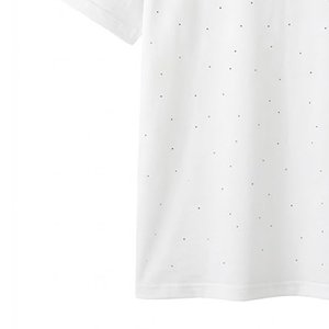 Camiseta de Hombre Blanca con Pedrería, Hombros Caídos, Talla Grande, Algodón Grueso, Logotipo Personalizado, Precio al por Mayor, Verano - Product Image 6