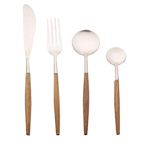 ล่าสุดไม้ตะวันตก Flatware สแตนเลสสตีลชุดช้อนส้อมมีดช้อนส้อมชุดบ้านชุดอาหารเย็น - Product Image 1