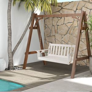 Dondolo da Giardino/Patio in HDPE da 54 Pollici con Portabicchieri per il Relax all'Aperto - Product Image 3