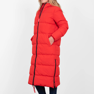 Abrigo Acolchado Largo de Algodón para Mujer con Capucha, Manga Larga, Cierre de Cremallera, de Alta Calidad, con Logotipo Personalizado, Tendencia Actual - Product Image 3