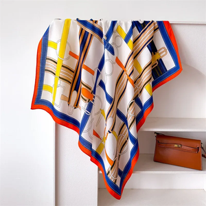 90*90 2026 New Fashion <b>Light</b> Luxury Silk Scarf Women Twill Simple Square Scarves Ladies Sunscreen Shawl Headscarf All Seasons - Product Image 6