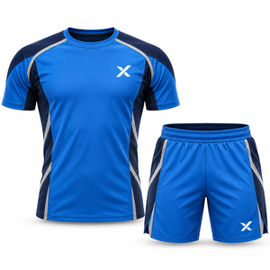 Ropa de entrenamiento de gimnasia para hombres y niños |   Color Azul Marino con Bloques de Seis Colores |   Ropa Deportiva de Spandex/Poliéster |   Secado Rápido | - Product Image 1