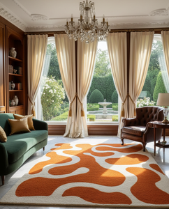 Alfombra Moderna Abstracta Antideslizante, Hecha a Mano con Lana/Seda, Ecológica, Diseño Contemporáneo Ondulado - Product Image 2