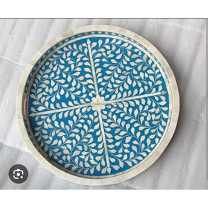 Bandeja de incrustaciones de hueso de calidad superior | Bandeja de servicio rectangular con patrón geométrico llamativo para decoración moderna, venta al por menor y regalos - Product Image 3