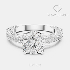 Bague de fiançailles classique en or blanc 14 carats avec diamant de laboratoire rond de 2,00 carats, couleur F+, clarté VS+, pour fiançailles et mariage - Product Image 1