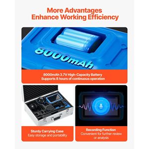 Rilevatore di perdite d'acqua a 4 sensori con touchscreen da 7 pollici, localizzatore di tubature interrate 1Hz-10000Hz, tester per uso domestico - Product Image 6