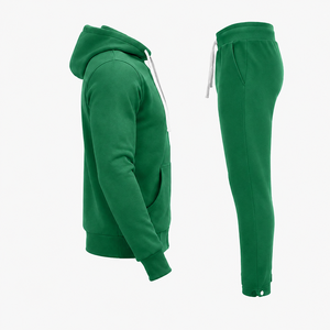 Ensemble de survêtement premium vert zippé avec pantalon de jogging en molleton, deux pièces, tenue de sport assortie, streetwear décontracté, personnalisable - Product Image 1