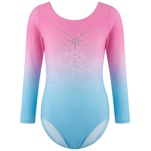 Nouveau design, justaucorps de gymnastique personnalisé pour filles, en spandex, à manches longues, avec strass, service OEM, pour adultes, à nouer - Product Image 1