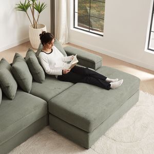 Lussuoso divano letto in velluto a coste oversize comodo divano con 8 cuscini con custodia a due braccioli morbido e soffice soggiorno imbottito - Product Image 3