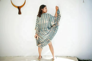 Nuevo Kimono de Playa para Mujer, Estilo Casual, con Estampado Floral Tejido y Tie Dye Azul, Cintura Natural, 100% Algodón, Verano 2026 - Product Image 2