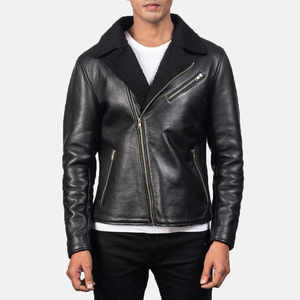 Veste en cuir pour motards 2026 en noir, veste en cuir d'agneau personnalisée pour hommes, veste en cuir matelassée - Product Image 1