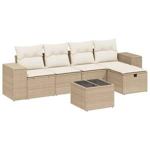 Conjunto de Sofás Modulares Grandes de Ratán Sintético Beige para Jardín, Muebles Modulares Cómodos para Exteriores - Product Image 2