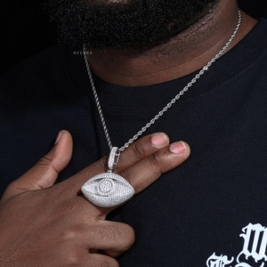 จี้ตาป้องกันภัย - จี้เงินแท้ 925 ประดับมอสซาไนต์ทำมือ ดีไซน์ดวงตาอันศักดิ์สิทธิ์ - Product Image 3