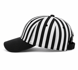 Gorra de Árbitro Personalizada Unisex con Rayas Blancas y Negras, Visera Curva, Seis Paneles, Gorra Deportiva para Oficiales, Gorra de Béisbol con Logotipo Personalizado, Gorro para el Día del Partido - Product Image 3