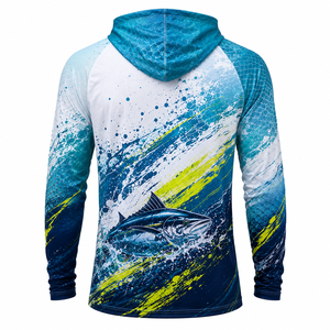 Vente en gros de chemises de pêche personnalisées 100% polyester respirantes, sweat-shirt performant à manches longues, protection UV, vêtements par sublimation - Product Image 2
