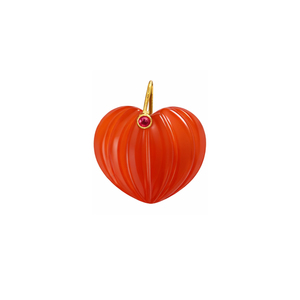 Colgante de Calcedonia Natural Tallada en Forma de Calabaza y Corazón, Bañado en Oro, Amuleto Tallado, Colgante de Corazón Tallado, Mayorista - Product Image 1
