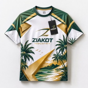 Camiseta de rendimiento ZIAKOT para hombre, diseño nuevo, personalizada, verde, dorado-plateado, con patrón 3D de cocoteros hawaianos - Product Image 1