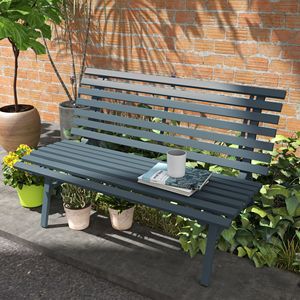 Banc en aluminium bleu vibrant, léger et à lattes, idéal pour les espaces extérieurs, centres commerciaux, fermes, cours et jardins - Product Image 2