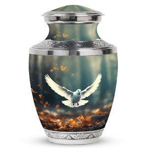 Urna Funeraria con Diseño de Águila para Cenizas Humanas Adultas, Urna Decorativa de Metal Negra con Tapa de Metal, Urna Funeraria Grande de Aluminio Sólido - Product Image 5