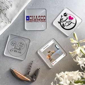 High Quality Clear Acrylic Drink Coasters Custom Logo Printed Laser Cut Transparent Coaster Set Heat Resistant <b>Table</b> <b>Protection</b> - Product Image 4